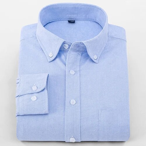 Camisa Casual Oxford De Algodón Para Hombre, Camisa Estándar