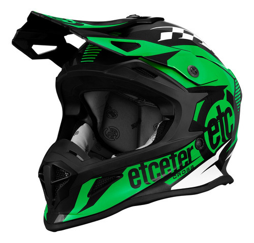 Capacete Motocross Trilha Etceter Fast Piloto Competição Cor Verde Tamanho do capacete 56