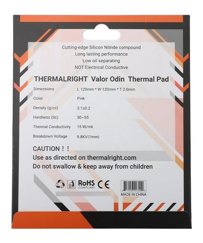 Imagen 3 de 7 de Pad Térmico 15w/mk Thermalright Valor Odin 120x120x2,0mm