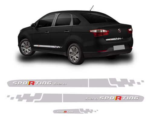 Faixa Para Fiat Novo Siena Sporting Adesivo Cubos - Genérico