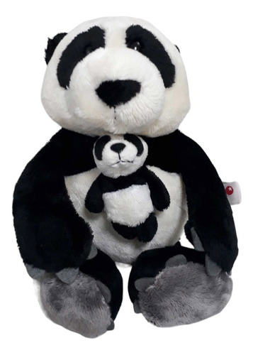 Pelúcia Nici Original Urso Panda Mãe 25cm + Filhote De 8cm