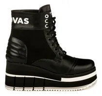 Comprar Botas Altas Con Cordones Borcegos Negros Con Plataforma