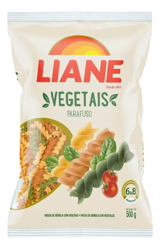 Macarrão Parafuso Com Vegetais Liane 500g