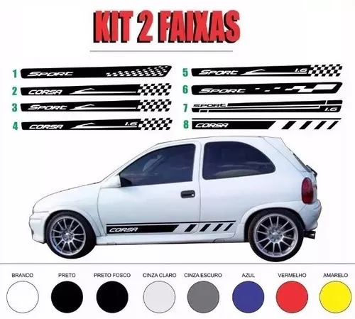 Kit Faixa Adesivas Lateral Corsa Classic Chevrolet Par Acessório Wind Super  Pickup Corsa