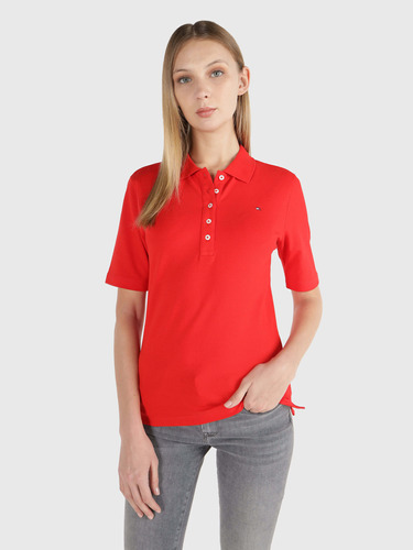 Polo 1985 Rojo De Corte Regular De Mujer Tommy Hilfiger