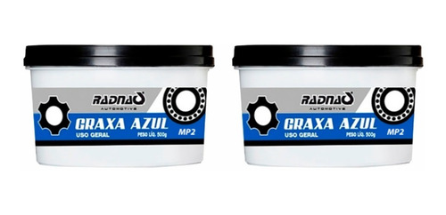 Kit Com 2 Graxa Azul Especial P/ Rolamentos 500g P/ Carros