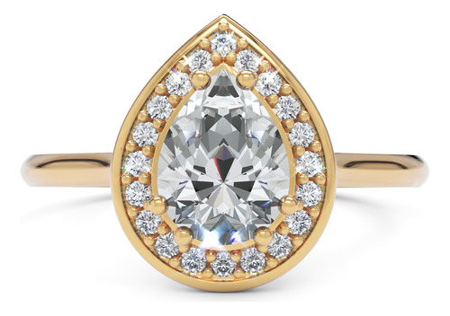 Anel De Noivado Em Ouro 18k 1 Ct Com Moissanite Pedra Gota