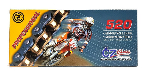 Cadena Transmisión Moto Cross Cz 520x120 Kn35 + Unión Clip