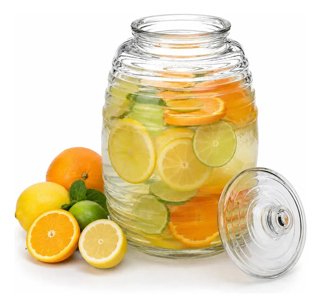 Vitrolero Con Tapa De Vidrio 3lt Resistente Para Bebidas Diseño Transparente Con Cuerpo Giratorio Selectshop