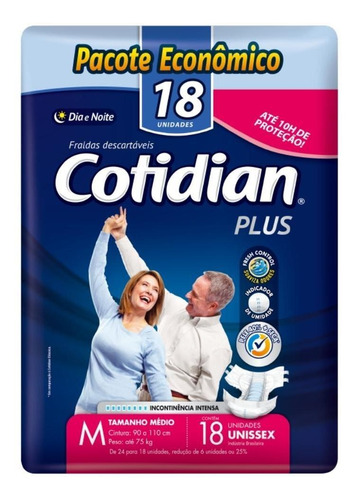 Imagem 2 de 7 de Fralda Adulto Cotidian Plus M Com 18 Unidades