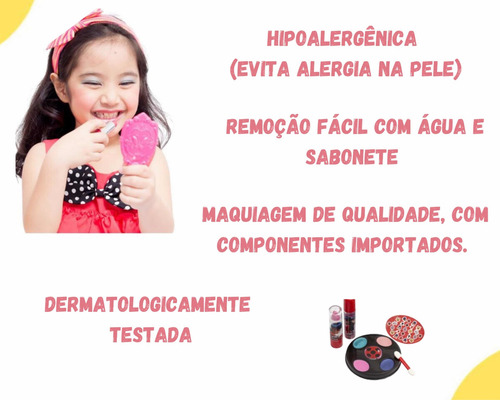 Imagem 3 de 6 de Kit Maquiagem Infantil Antialergica Ladybug Brilho Labial