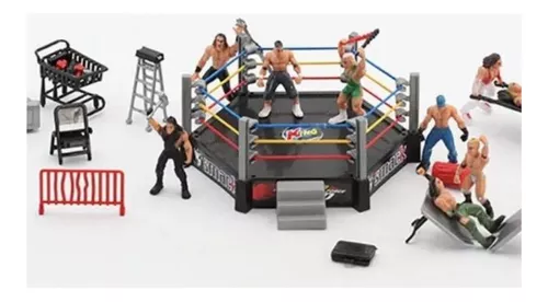 Miniatura de ringue de Luta Livre MMA Mini Ring com 4 Bonecos Miniatura da  WWE Championship