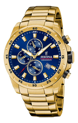 Festina Cronógrafo Para Hombre, Esfera Azul, Pulsera Pvd