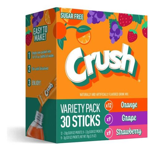 Crush Drink Mix Zero Sugar Variety Pack 30 Sticks