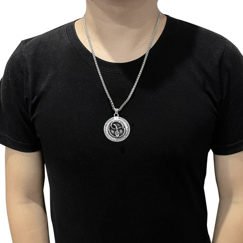 Imagen 2 de 6 de Collar Vikingo Serpiente Amuleto Acero Inoxidable Hombre