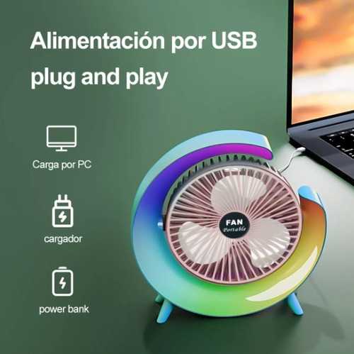 Ventilador De Sobremesa Led Ajustable 180° + 3 Velocidades A