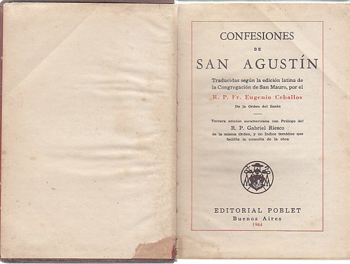 Confesiones - San Agustín (ed. Poblet) Tapa Dura