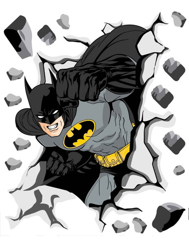 Imagen 2 de 3 de Vinilos Decorativos Batman Atravesando Pared Superheroes