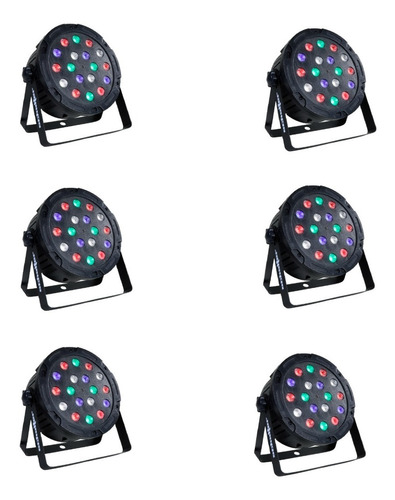 Imagen 1 de 6 de Tacho Par Led 18x3 Rgb Dmx Plastificado (6 Piezas)