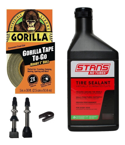 Kit Tubeles-valvulas Agujero Grande+cinta Gorilla+stans 16oz