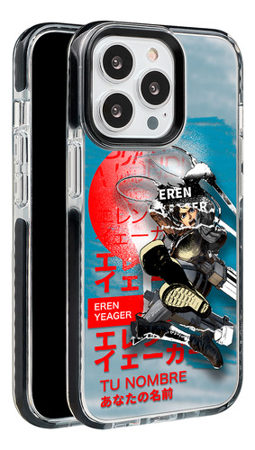 Funda Para iPhone Attack On Titan Eren Jaeger Con Tu Nombre