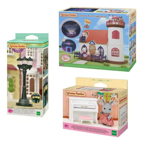 Combo Sylvanian Families Casa Con Luz+set Pan+set Piano Febo