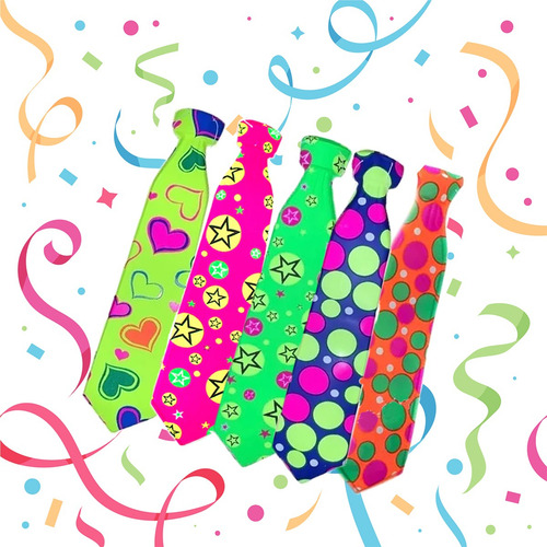 12 Corbatas Batucada Colores Neon Artículos Fiesta Mayoreo