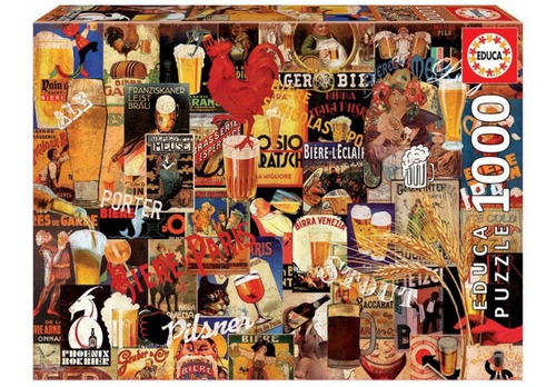 Rompecabezas Cerveza Collage Educa 1000 Vintage Mundo