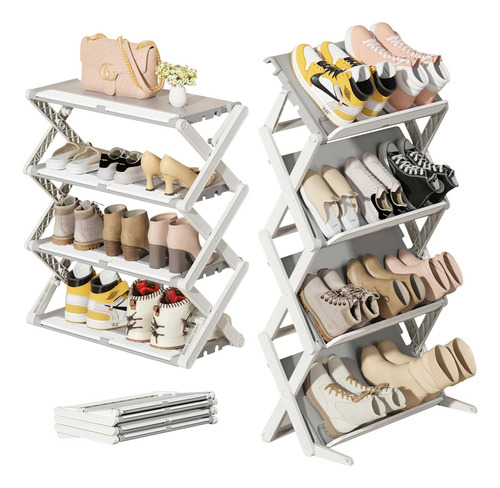 Organizador De Zapatos Plegable De 4 Niveles Para Casa