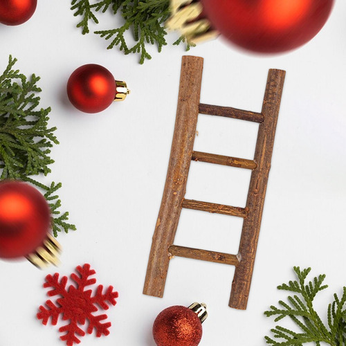 4 Escalera Navideña Artesanal, Accesorios De Madera Medio
