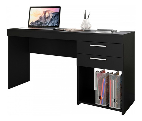 Mesa Office 121cm 2 Gavetas Escrivaninha Escritório Notável Móveis - Preto Tx