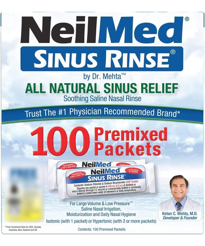 Sinus Rinse Neilmed - Lavado Nasal - 100 Sobres Sin Botella