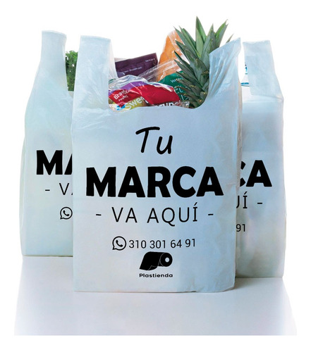 200 Bolsas Manija Tipo Supermercado Personalizadas 15 Kg 