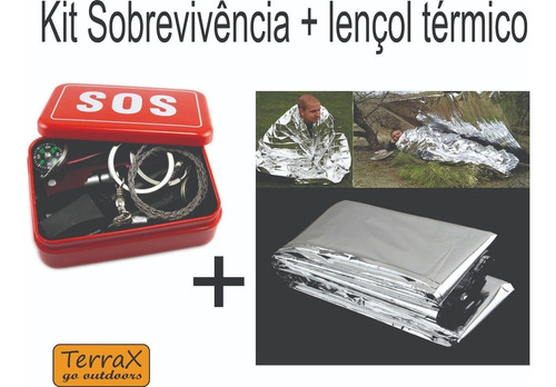 Kit Sobrevivência Canivete Pederneira + Lençol De Emergência