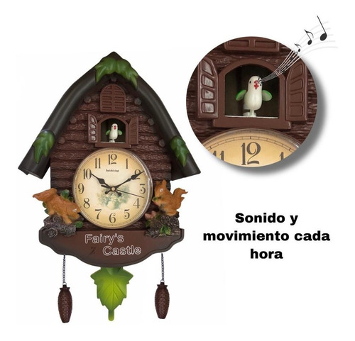 Reloj De Pared Con Pájaro Cucú (sonido,movimiento) Y Péndulo