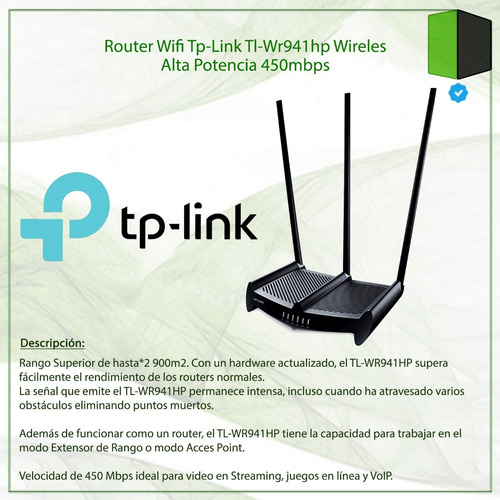Imagen 6 de 8 de Router, Access point, Range extender TP-Link TL-WR941HP negro 220V