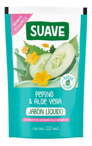 Suave Jabon Liquido Repuesto Pepino & Aloe Vera 220ml