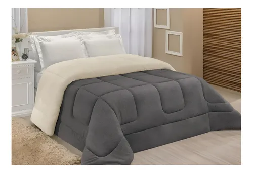 Edredom Cobertor Coberdrom Sherpa Casal Queen Grosso Macio Cor Ci...