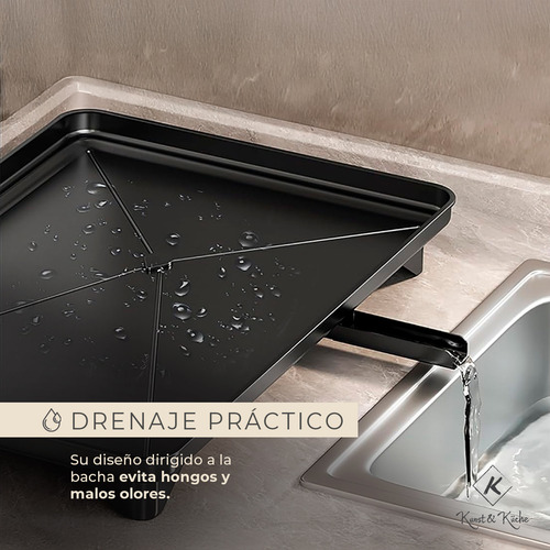 Secaplatos Escurridor Cubiertos 2 Niveles Organizador Cocina Color Negro