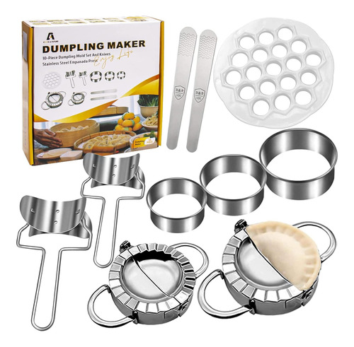 Moldes Y Cortador De Empanadas Acero Inox. 10 Piezas