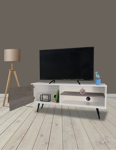 Mueble Para Tv Decomobil Credenza Con Pasacables Color BLANCO ABSOLUTO | LOMBARDIA