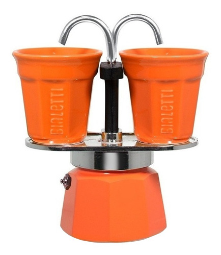 Cafetera Bialetti Set Mini Express 2 Cups manual naranja italiana