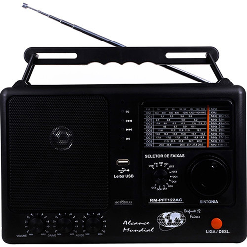 Rádio Portátil Motobrás Rm Pf 122ac Mp3, iPod,  