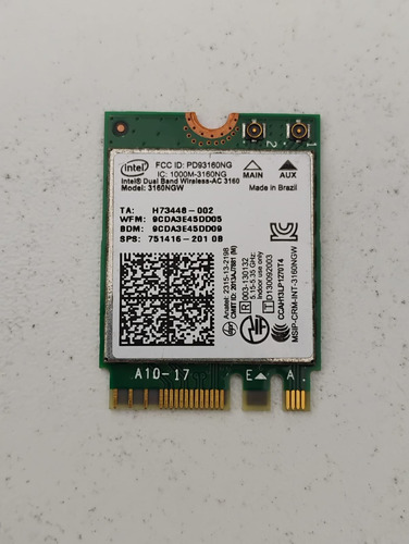 Placa Wireless 3160ngw Ac-3160 Para Notebook /cn (Usado)