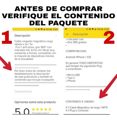 Cable Magnético Carga Rápida Android iPhone Transmi Data 3a