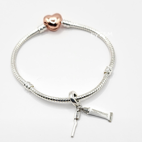 Pulsera Europea Dentista Bro Rosa Dijes Pastabl Plata 925