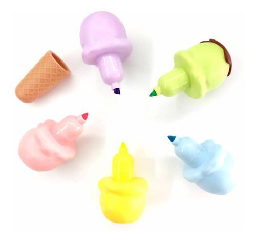 Resaltador C/forma Helado Love Color Variado Papeleria Set 5