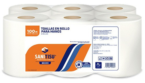 Toalla Industrial Rollo Papel Sanitisu 6x100 Mts