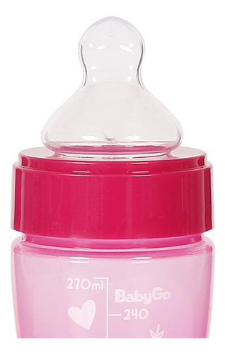 Mamadeira Wide Neck Bico Macio 270ml Rosa Ortondontica
