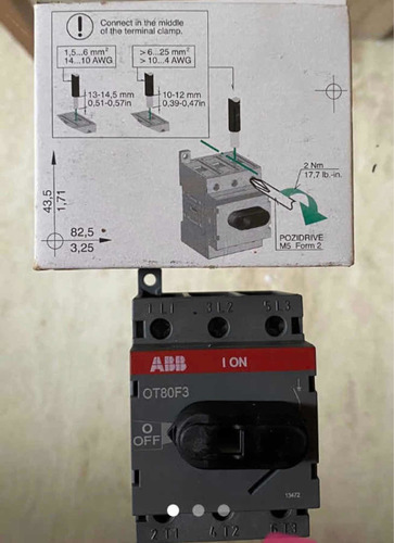 Seccionador Bajo Carga 3x80 Amp. Abb